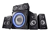 Trust Gaming 21738 GXT 658 Tytan 5.1 Surround PC Lautsprecher mit Subwoofer, Speakers mit LED Beleuchtung, Soundsystem für PC, Laptop, Konsole, TV, Schwarz, 180 W (90 W RMS)