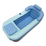 OUBUBY Faltbare Tragbare Aufblasbare Badewanne für Erwachsene, Mobile Faltbare Badewanne Schwimmbad Aufblasbare Spa-Badewanne Tragbare Reise Badewanne 150 cm Blau