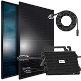 SUNNIVA 920W Balkonkraftwerk BIFAZIAL FULLBLACK komplett Steckdose ASTRO-E 800W Wechselrichter, PV Solaranlage, 2x 460W Glas-Glas Solarmodule, inkl. 5m Kabel, Bluetooth WIFI, Komplettset