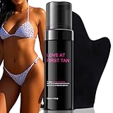 Selbstbräunungsmousse, Self Tanning Foam Dark, geruchlos, bräunungscreme mit selbstbräuner handschuh, selbstbräuner mousse für Gesicht und Körper, die schnelle und Bräune ohne Sonne, 120ml