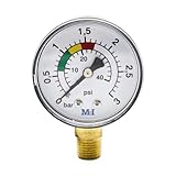 Riisoyu Pool Druckmesser, Pool-Manometer 1/4' für Schwimmbecken Filter und Pumpen0+3BAR/PSI Präziser Wasserdrucktester Ø50mm Einfache Installation Langlebiges Material Ideal für Pool und Fischteiche