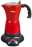 Bestron Elektrischer Espresso-Kocher mit Basis, Viva Italia, Für 6 Espressotassen: 180 ml, 480 Watt, Aluminium, Rot