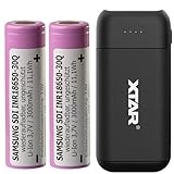 enkvisten® 2X 18650 30Q Akku 3000 mAh 3,7V 20A gratis Powerbank 3in1 Ladegerät/Powerbank/Aufbewahrungsbox mit LED Anzeige Externer Akku USB-Micro Input