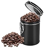 smtfcty Luftdichte Edelstahl Kaffeedos,1L Vakuum Kaffeedosen mit Auslassventil Vorratsdose aus Edelstahl für Kaffeepulver Tee Nüsse Kakao Aufbewahrung, schwarz