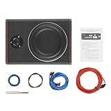 BAOCHADA 8 Zoll Schlanker 600W Subwoofer Aktiv Powered Untersitz-Auto Audio Subwoofer Eingebautem Verstärker für Auto/LKW Leistungsstarker Gehäuse Subwoofer mit Hohen Eingangspegeln, Schwarz