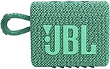 JBL GO 3 Eco – Kleine Bluetooth Box aus recyceltem Material in Grün – Wasserfester, tragbarer Lautsprecher für unterwegs – Bis zu 5h Wiedergabezeit mit nur einer Akkuladung