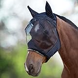 Harrison Howard CareMaster Pferde Fliegenmaske UV-Schutz mit Ohrenschutz Schwarz Warmblut (L)