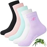 Jeasona 5 Paare Bambus Socken Damen 39-42 Bunt Socken Damen Socken Lang Damen-Socken Bambus Bambussocken Bunte Socken Damen Anti Schweiß Socken Ohne Naht Socks Women Strümpfe Einfarbig