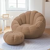 Sitzsack-Stuhlbezug, ultraweicher Teddy-Stoff, Sessel für Schlafzimmer und Wohnzimmer, bequeme Freizeit-Sofaliege (nur Bezug, keine Füllung), Weiß
