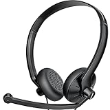 FEABASK Kabelgebundene Kopfhörer mit Mikrofon-Headset – 3,5 mm On-Ear-Computer-Kopfhörer mit Geräuschunterdrückungs-Mikrofon für PC Laptop Home Office Online-Klasse Skype Zoom Meetings Chat, leicht