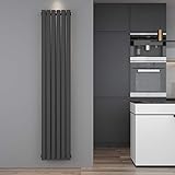 ELEGANT Design Heizkörper Röhren 1800x354mm Anthrazit Oval Paneelheizkörper Vertikal Mittelanschluss Doppellagig
