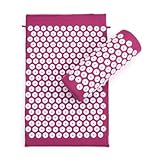 Akupressurmatte mit Kissen,Nagelmatte,Akupunktur Matte,Fakirmatte,Akupunkturmatte,Nadelreizmatte,Stachelmatte,Nadelmatte,Akkupressmatte für eine Wohltuende Entspannung und Massage (Rose rot)