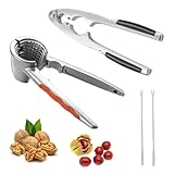 Ksvaye 4 er Set Nußknacker Zinklegierung Walnussknacker Rutschfestem Griff Haselnussknacker mit 2 Walnussnadeln Multifunktionaler Nussknacker für Walnüsse Nüssen Kastanien Hummercracker