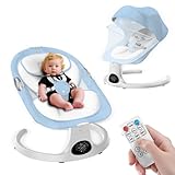 Babywippe für Kinder bis 9 kg, Klappbar Babyschaukel mit 5-Punkt-Gurt & 5 Schaukelmodi, Elektrische Babywippe mit Bluetooth-Musik & Fernbedienung & Sonnenschutz