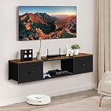 Vrisa Schwimmender TV-Ständer, Entertainment-Center, schwebendes TV-Regal für unter dem Fernseher mit Aufbewahrung, Wandmontage, TV-Konsolen für Wohnzimmer, Medienkonsole für Schlafzimmer, rustikales