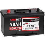 LANGZEIT US Autobatterie 90Ah 12V USA Batterie US Car Batterie 850A/EN 88Ah 85Ah Starterbatterie Gewinde Pole