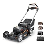 WORX WG749E Akku Rasenmäher 40V (2x20V) PowerShare, Radantrieb, Kraftvoller Bürstenloser Motor, 46cm Schnittbreite, 7 Schnitthöhen inkl. Akku und Ladegerät, Schwarz