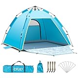 Cflity Strandmuschel, 1-3 Personen Automatische Instant Pop Up Strandzelt, UV Schutz 50+ Sonnenschutz Groß Tragbar Extra Light Pop Up Zelt mit Doppeltür für Garten, Fischen, Picknick