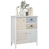 HOMCOM Sideboard Anrichte Beistellschrank Mehrzweckschrank Shabby Chic Holz Bunt B68 x T34 x H80cm