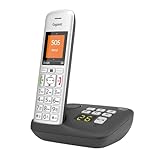Gigaset E390A - Schnurloses Senioren DECT-telefon für Senioren mit Anrufbeantworter, großes Farbdisplay, SOS-Notruffunktion mit 4 Rufnummern, 2 Akustik-Profile, beleuchtete Tasten, Silber/Schwarz
