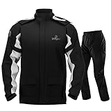 IRON JIA’S Regenanzug Herren Motorrad Regenjacke Wasserdichter Winddicht Atmungsaktiver Reflektierender mit Kapuze mit Reißverschluss Hochwertige Outdoor Regenmantel-Schwarz-XL