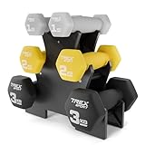 TREX SPORT Neopren Hanteln Set mit Hantelständer | Kurzhanteln 6er Set 2x1kg, 2x2kg, 2x3kg | Hanteln Frauen & Männer Set