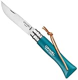 Opinel N°06 Azul turquesa con enlace de cuero, Silber