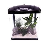 AquaOne Aquarium Komplettset LED mit Pumpe HR-230 schwarz I Kleines Nanoaquarium 7 Liter I Mini Nano Becken Set für Fische und Garnelen