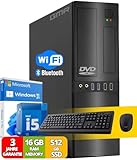 Intel Office PC Komplett mit Tastatur und Maus | Intel i5 | 16 GB RAM | 512 GB SSD | DVD-Brenner | WiFi 600 und Bluetooth 5 | USB3 | Windows 11 Pro | Computer mit 3 Jahren Garantie!