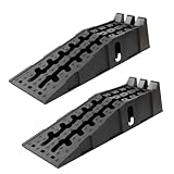 TRUTZHOLM 2 x Auffahrrampe Auffahrkeil mit Überfahrstopper 90 x 30 x 21,5 cm hochbelastbar 5t Traglast Kunststoff Stapelbar für Wohnmbil PKW SUV rutschfeste Rampe für jeden Untergrund schwarz