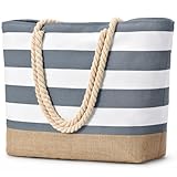 oscaurt Strandtasche XXL Familie Shopper Tasche Damen Badetasche Wasserdicht Umhängetasche Beach Tote Bag mit Reißverschluss Faltbare Reisetasche Sporttasche Travel Bag (Dunkelgrau)