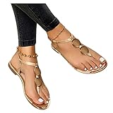 Sandalen Damen Flache Römersandalen Modische Zehentrenner T-Riemen Flip Flop Mädchen Sommerschuhe Frauen Bequem Weichen Sohlen Casual Damensandalen Slingback Sandaletten Strandschuhe