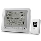 Bresser ClimaTrend WF Wetterstation - Weiß, LCD-Display, Innen-/Außentemperatur, Wettervorhersage, Funkuhr, Datumsanzeige, Alarm