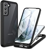 CENHUFO für Samsung Galaxy S21 5G Hülle, 360 Grad Schutzhülle mit eingebautem Displayschutz Robust Stoßfest Panzerhülle Bumper Cover Transparent Case Handyhülle für Samsung Galaxy S21 5G -Schwarz