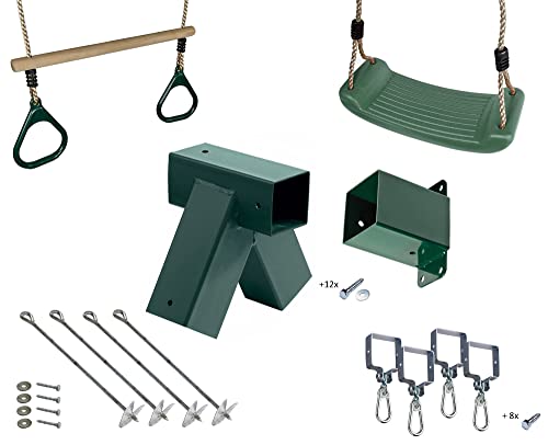 Montage-Set für Kinder-Schaukel aus Kantholz (grün, Anbau-Doppelschaukel bis 300 cm)