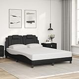 MOBCANT Bettgestell mit Kopfteil, Familienbett Bettrahmen Betten Polsterbett Geeignet für Hotel Schulen Wohnungen Gästezimmer Schwarz 140x200 cm Kunstleder
