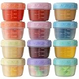 12 Stück kleine Gefrierdosen 77ml mit Deckel,Auslaufsichere Vorratsdosen,BPA-frei Mini Frischhaltedosen,stapelbar & wiederverwendbar,Gefrierbehälter für Snacks,Saucen,Babynahrung（13.49x11.48 x11.48cm）