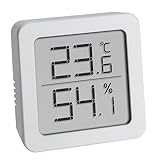 TFA Dostmann Digitales Thermo-Hygrometer, 30.5051.02, zum Aufstellen oder Hängen, Raumklimakontrolle, Luftfeuchtigkeitsmesser, für Innenr‰ume, zur Schimmelvermeidung, weiß, 61 x 20 x 61 mm