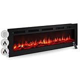 BALDERIA Elektrokamin Leif 60'' | Elektrischer Wand- oder Einbaukamin 3D-Flammeneffekt | Elektro Heizung 1800W | Kamin mit Fernbedienung, Startsteuerung, Timer & Thermostat | Schwarz
