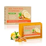 Kurkuma Seife, Kojic Acid Soap mit Curcuma und Lemonextrakt, Turmeric Soap Pigmentflecken Entferner Gesicht, Kurkuma Seife für Gesicht und Körper, Kernseife Natur gegen Dunkle Flecken & Akne Pickel