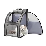 Transporttasche Atmungsaktiv Katzentransportbox Hundetransportbox Faltbar Transportbox Reisefreundliche Katzenbox Hundebox für Katze Hund Grau