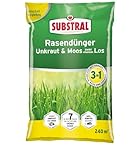 Substral Rasendünger Unkraut & Moos bleibt chancenlos, 7,2kg für 240qm, sattgrüner Rasen in 7 Tagen, düngt bis zu 3 Monate, Grün