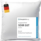 Made in Germany Daunenkissen 80x80 cm - 3-Kammer Daunenkissen - Kopfkissen 80x80 Daunen & Federn Kissen 80x80 ÖKO-TEX Top Hotelqualität Kopfkissen