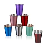 6 Stück Bunte Edelstahlbecher Stapelbar,Wiederverwendbare Metall Becher,Stapelbare Trink Gläser,für Reisen,Outdoor,Camping,und Jeden Tag,Ein Satz von 6 Farben,12Unze(350 ml)