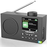 DAB Radio mit Bluetooth, DAB Plus Radio mit 3' Großes TFT Display, Rechargeable Dab+ Radio Klein mit Wecker, Küchenradio mit Kopfhöreranschluss, Aux-In, USB-Ladekabel