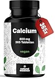 Calcium Tabletten Hochdosiert - 365 Tabletten - 800mg Calcium pro Tag - Calziumtabletten Hochdosiert - 180 Tage Vorrat - vegan und produziert in Deutschland