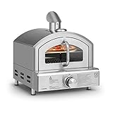 Klarstein Pizzaiolo Neo Gas-Pizzaofen Pizza-Backofen Pizzaofen, inkl. Pizzastein 33 cm (Ø) und Grillrost, eingebautes Thermometer, 304 Edelstahl, einfache Reinigung, silber