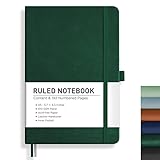 RETTACY Notizbuch Liniert A5, Journal Tagebuch mit 192 nummerierten Seiten,100gsm Notizbücher, Innentasche, Hardcover Buch für Büro Schule Arbeit Frauen Männer, 14.8 x 21cm - Dunkelgrün