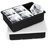 Silikon-Eiswürfelform mit Deckel, Auslaufsichere Silikon-Eiswürfelform, BPA-freie Eiswürfelform, Eiswürfel lassen sich leicht entnehmen, Große EiswürfelForm für Cocktails, Smoothies & Babybrei Gute