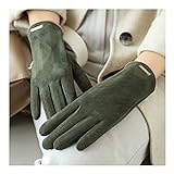 MARMODAY Wildlederhandschuhe Damen Handschuhe Winterhandschuhe Winterhandschuhe für Damen Fingerlose Handschuhe Fäustlinge Grün